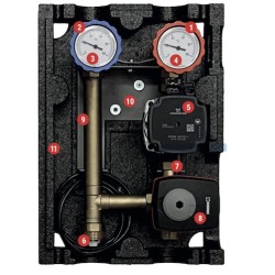 Dwudrogowa Grupa Pompowa do C.O. z Pompą GRUNDFOS UPM3 AUTO 15-70 - z Termostatycznym Zaworem Mieszającym i Siłownikiem Obrotowym